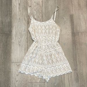 Alice + Olivia White Lace Romper